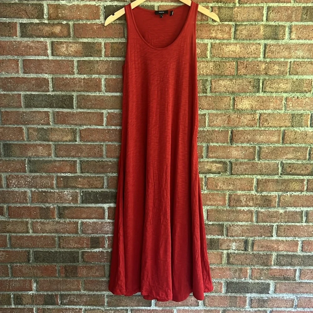 Theory Red Sleeveless Scoop Neck Maxi Sundress - Picture 4 of 7